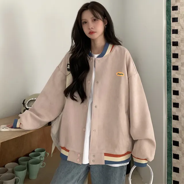 Casual Thin Retro Jacket Girl Spring And Autumn Pink - Shop at LoveMi
