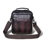 Crazy Horse Leather Retro Men's 8-inch One-shoulder Diagonal Bag - Wine