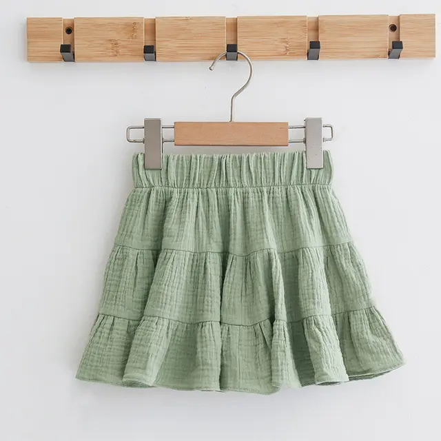Girl's Short Skirt Pure Cotton Soft Casual And Cute Green - Shop at LoveMi