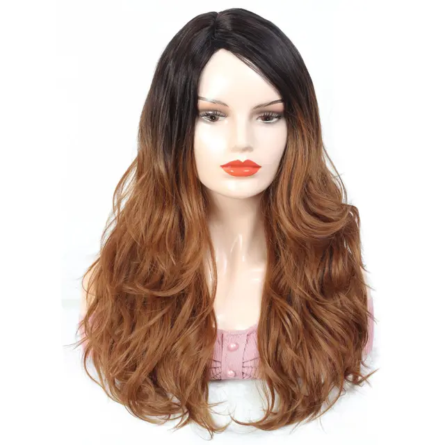 New Fashion Temperament Wig Chemical Fiber Front Lace Long Curly Hair Headgear Yellow - Shop at LoveMi