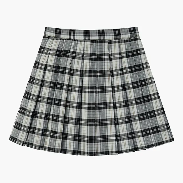 Women's A line Half Body Plaid Pleated Skirt Black - Shop at LoveMi