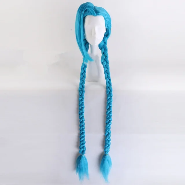 European And American Long Hair Double Ponytail Braid Wig Blue - Shop at LoveMi