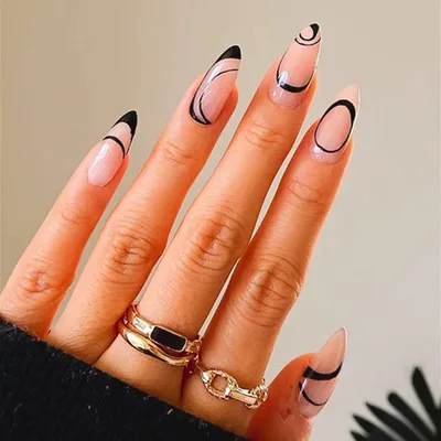 Nail Art Patch French Wear Removable Black Line Glue - Shop at LoveMi