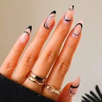 Nail Art Patch French Wear Removable - Black Line Glue