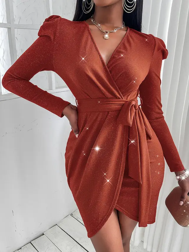 Advanced Temperament Commuter Solid Color Mid length Western Style Hip Skirt Orange - Shop at LoveMi