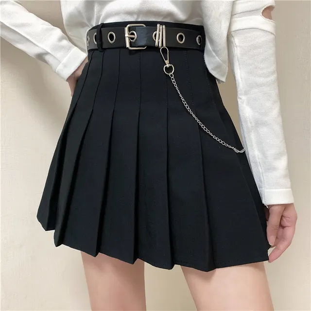 Women's High Waist Niche Pleated A line Skirt Black - Shop at LoveMi