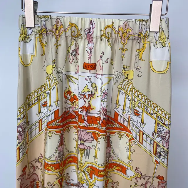 Temperament Goddess Elastic Waist Silk Print Large Swing Cake Skirt Pink - Shop at LoveMi