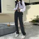 Regular Black Grey Trousers