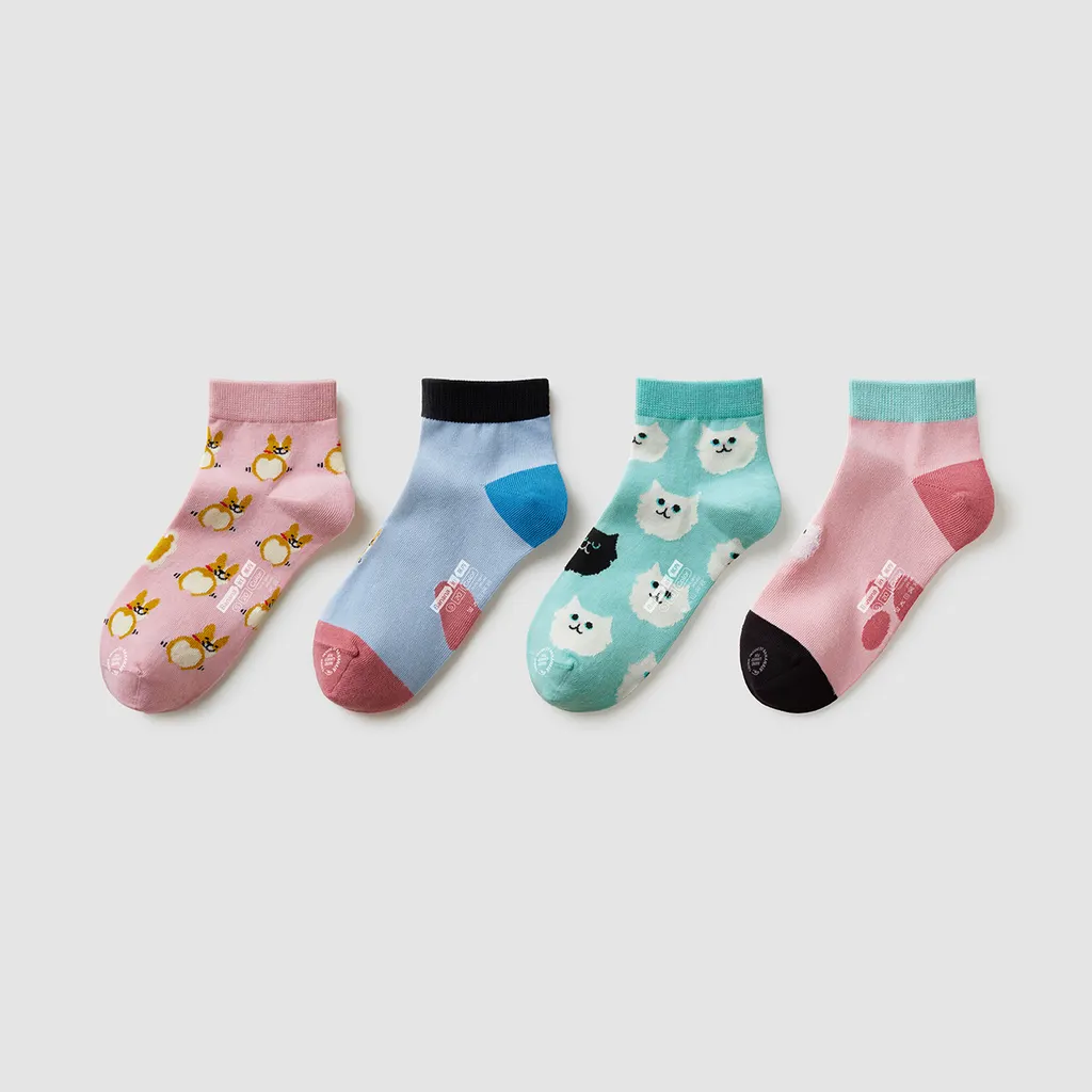 Sports Short Cotton Cat And Dog Short Socks - Female A