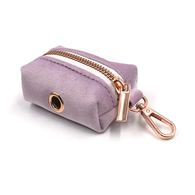 Dark Grey Velvet Pet Collar Leash Purple Button Baba Bag - Shop at LoveMi