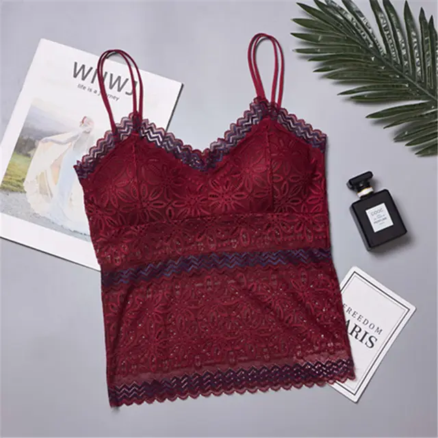 Long Two color Lace On The Chest To Prevent Exposure Red - Shop at LoveMi