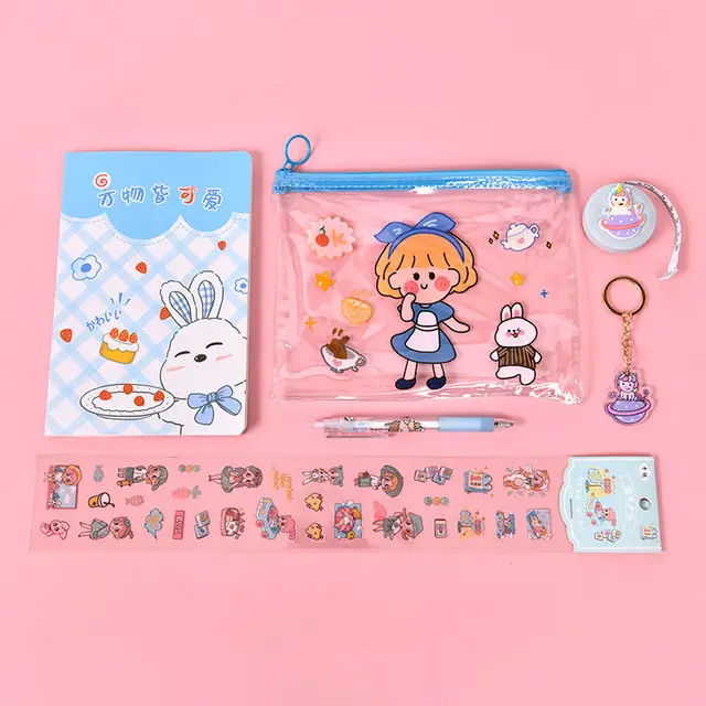 Creative Student School Supplies Stationery Cartoon Set Blue - Shop at LoveMi