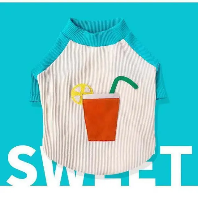 Dog Thin Striped T Shirt Pet Sling Clothes Milk Tea T Shirt - Shop at LoveMi