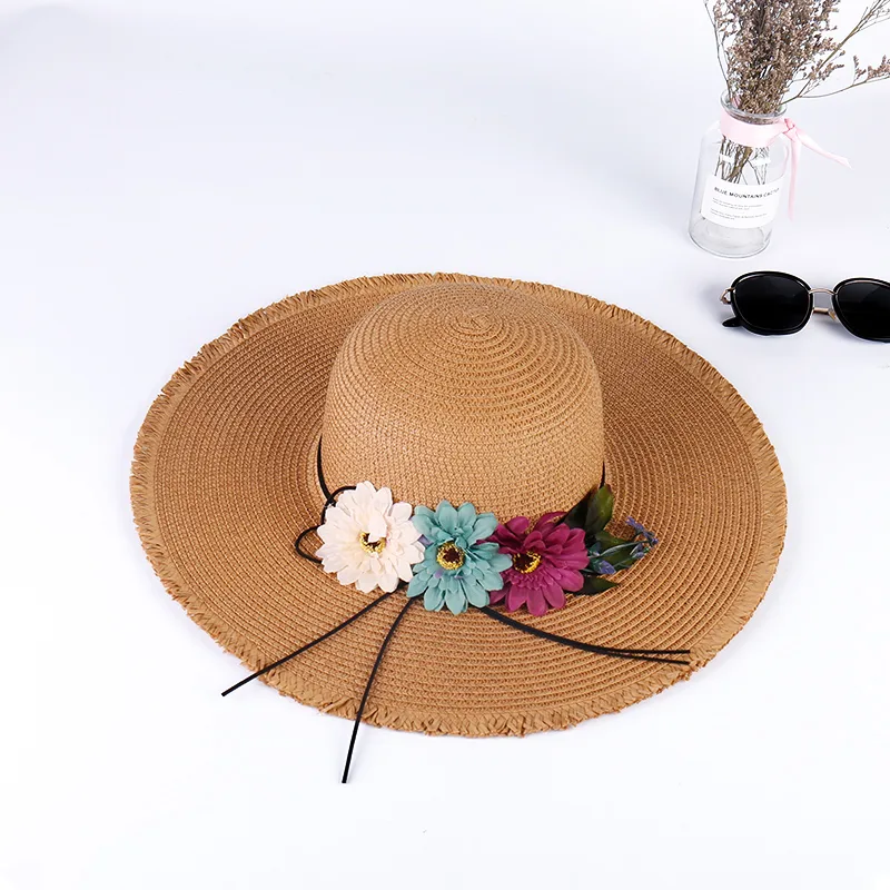 Seaside Big Brim Rose Red Beach Hat Khaki - Shop at LoveMi