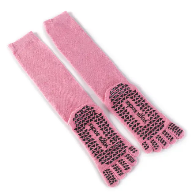 Long Tube Yoga Socks High Tube Pilates Five Finger Pink Female - Shop at LoveMi