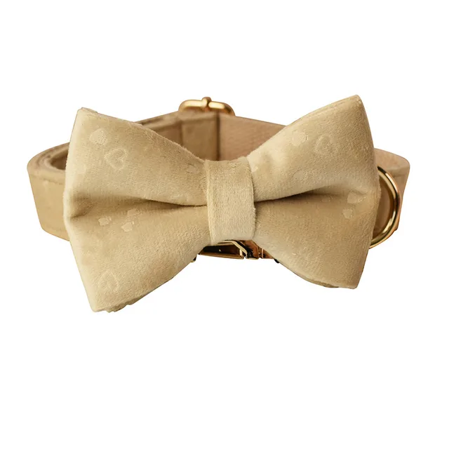 Nude Love Velvet Dog Bow Tie Dog Collar Rope Bow - Shop at LoveMi