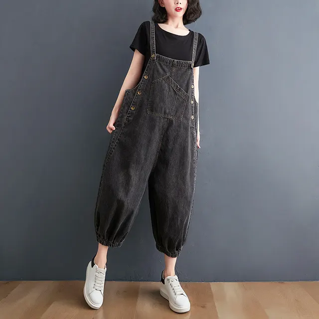Women's New Straight Denim Overalls All Match Black - Shop at LoveMi