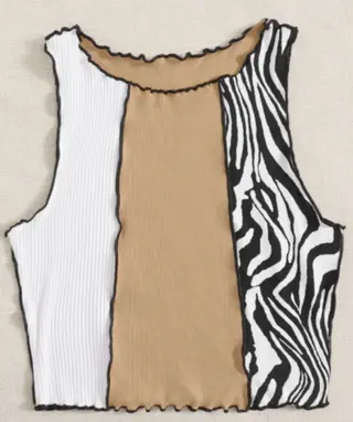 Women's Pit Striped Vest Bottoming Short Back Knitted Colorblock Top - Khaki