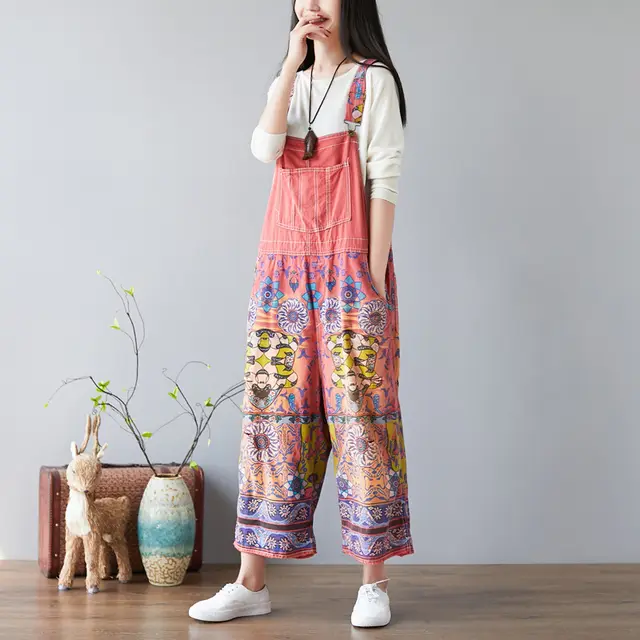Printed Crotch Denim Wide leg Pants Red - Shop at LoveMi