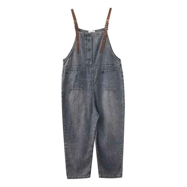 Women's Denim Washed Ninth Overalls Picture Color - Shop at LoveMi