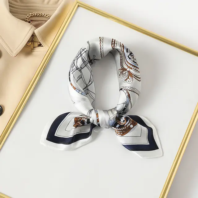 Silk Scarf Women's Spring And Summer New Fashion Professional All match Printing Satin Silk Small Square Scarf Soft Scarf Set20 - Shop at LoveMi