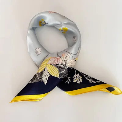 Silk Scarf Women's Spring And Summer New Fashion Professional All match Printing Satin Silk Small Square Scarf Soft Scarf Set9 - Shop at LoveMi