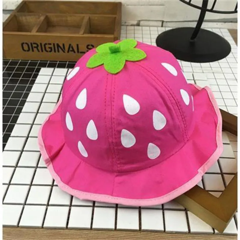 Strawberry Thin Sunhat Princess Girl Sunshade Basin Hat Rose Red - Shop at LoveMi