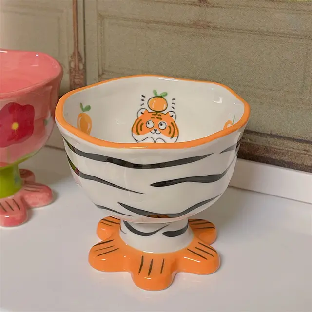 Cute Irregular Ceramic Girl Heart Creative Transparent Dessert Cup Orange - Shop at LoveMi