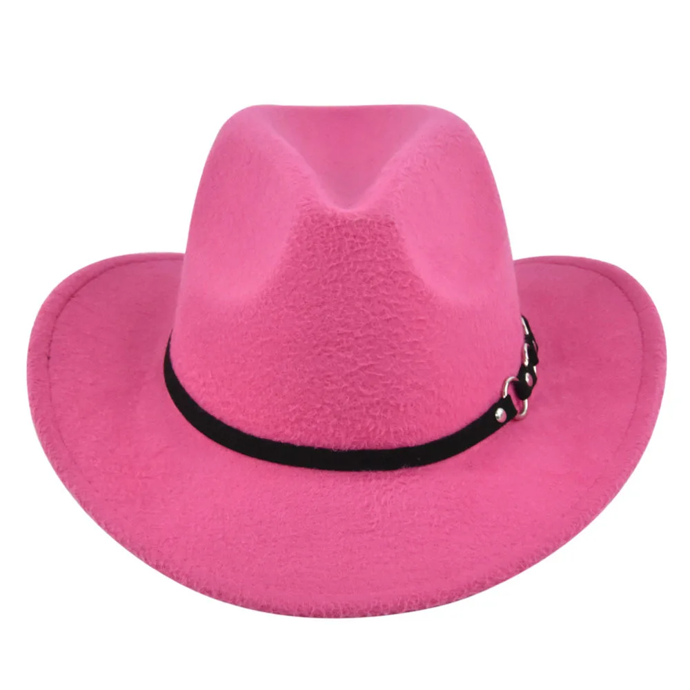 Retro Ethnic Vintage Jazz Denim Felt Hat - Rose Red - View 1