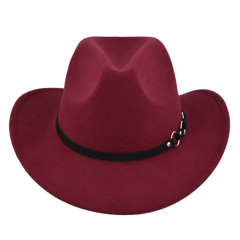 Retro Ethnic Vintage Jazz Denim Felt Hat - Wine Red