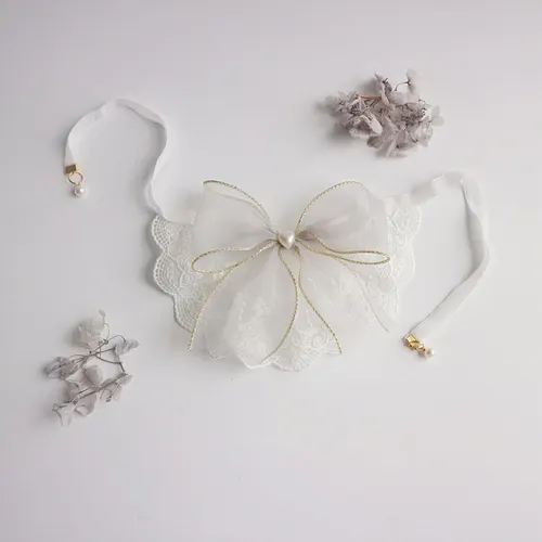 Cat Dog Lace Saliva Bow Jewelry Grey Yarn - Shop at LoveMi