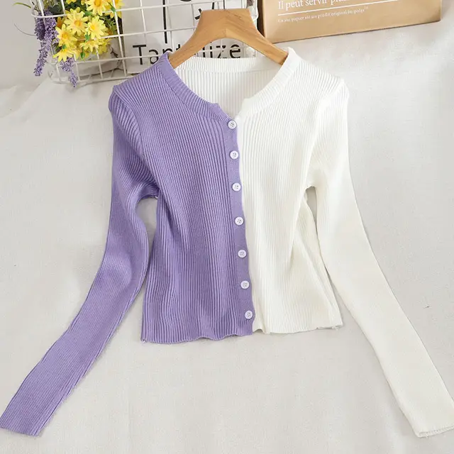 Cardigan Top Women's Autumn New Round Neck Long sleeved Sun Protection Coat Purple - Shop at LoveMi