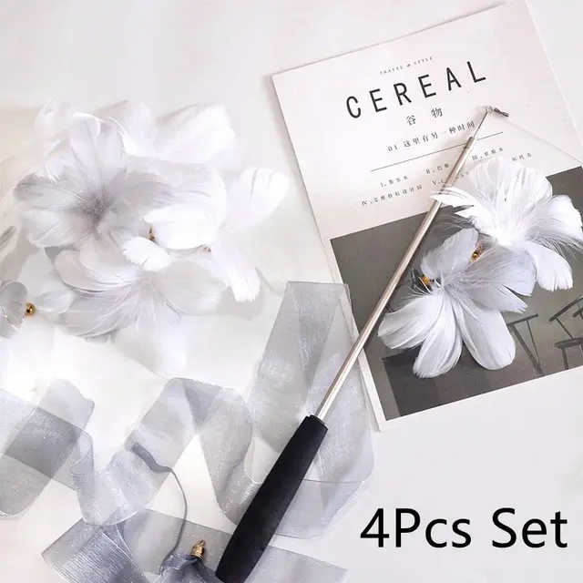 Telescopic Rod Ribbon Feather Bell Replacement Head 4Pcs Set - Shop at LoveMi