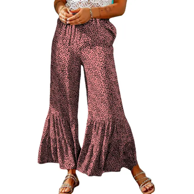 European And American Fashion Retro Flared Slim Drawstring Shrunk Casual Trousers Pink - Shop at LoveMi