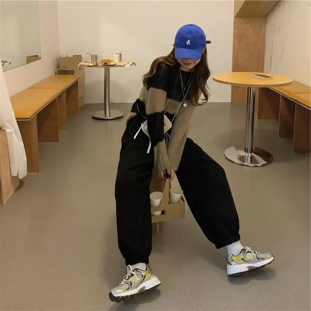 Street Style School Outfit Orange Jogger Ideas Harem Pants Black - Shop at LoveMi