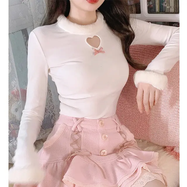 Soft Waxy Plush Lace Up Knit Cake Dress White Bottoming Shirt - Shop at LoveMi