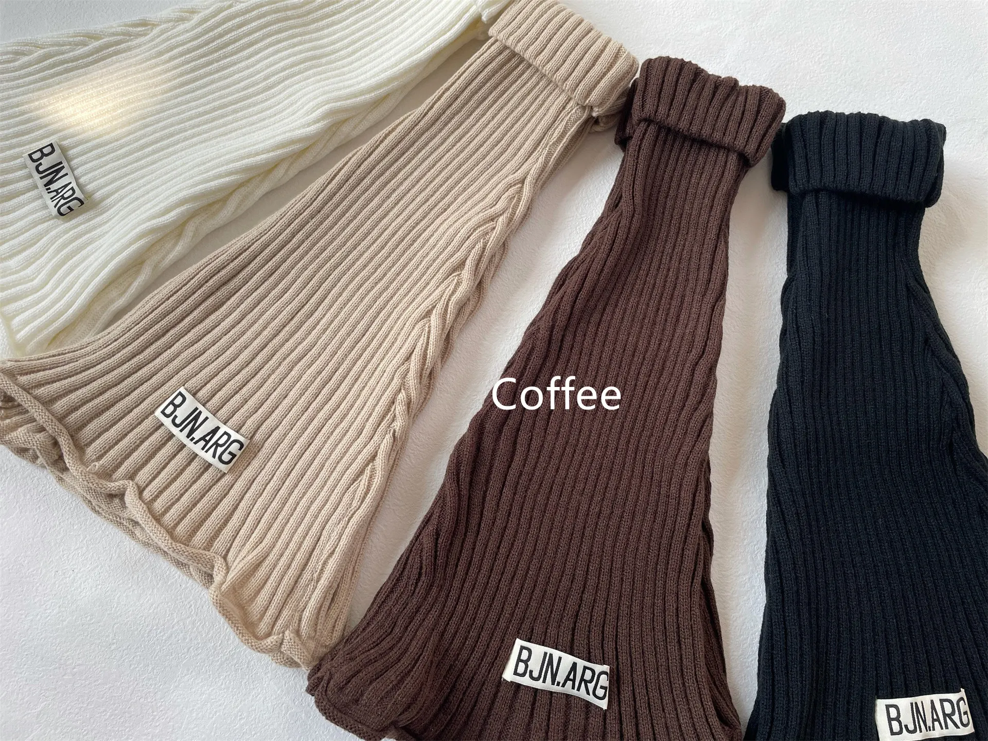 Vintage Flared Knit Striped Wool Wide Leg Socks - Coffee