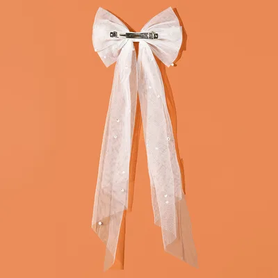 Women's Mesh Streamer Pearl Butterfly Hair Clip White - Shop at LoveMi