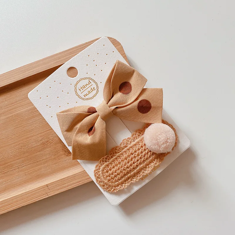 Princess Style Cute Girls Bow Hairpin Set Light Coffee - Shop at LoveMi
