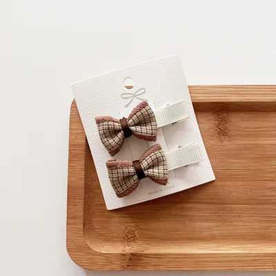 Princess Style Cute Girls Bow Hairpin Set Small Dark Coffee - Shop at LoveMi