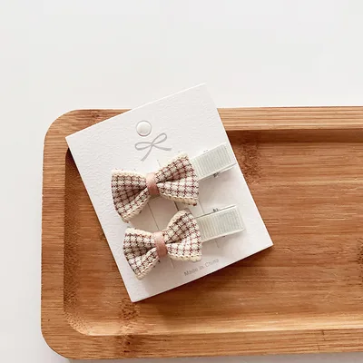 Princess Style Cute Girls Bow Hairpin Set Small Rice Coffee - Shop at LoveMi
