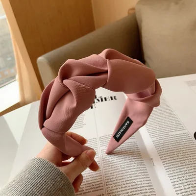 Women's Temperament Pleated Wide Brim Solid Color Headband Korean Powder - Shop at LoveMi