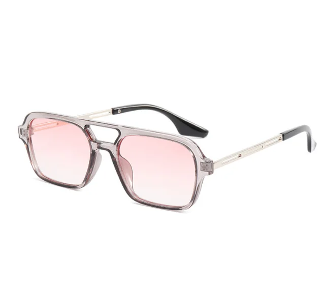 New Men's Double Beam Large Square Color Changing Sunglasses Grey Pink - Shop at LoveMi
