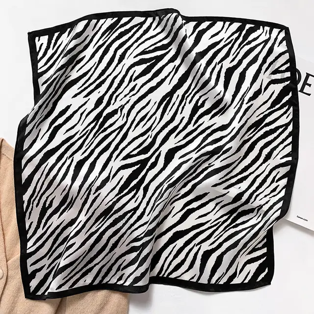 Women's Spring And Autumn Silk Scarf Small Square Black Beige - Shop at LoveMi