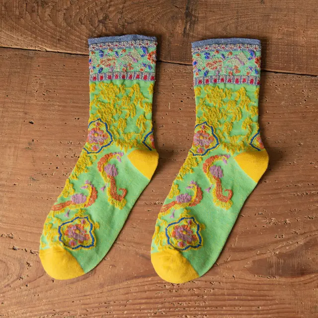 New Retro Pattern Bubble Socks Yellow - Shop at LoveMi