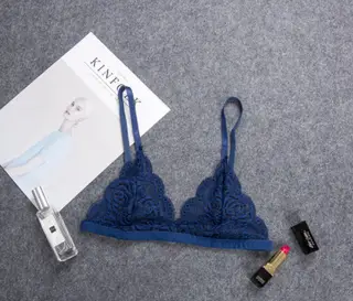 Lace Top And Corsage Bikini Top - Blue