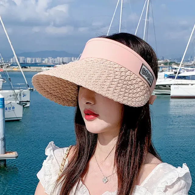 Women's Personalized Korean Style Straw Sun Hat Pink - Shop at LoveMi