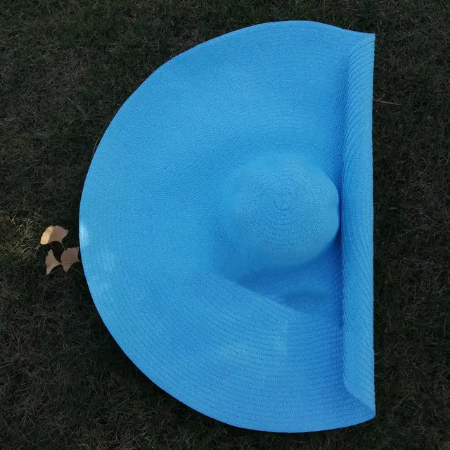 New Women's European And American Big Brim Straw Hat Foldable P Sky Blue - Shop at LoveMi