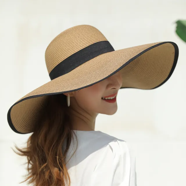 European And American Women's Large Brim Sun Protection Straw Hat Mature Coffee - Shop at LoveMi