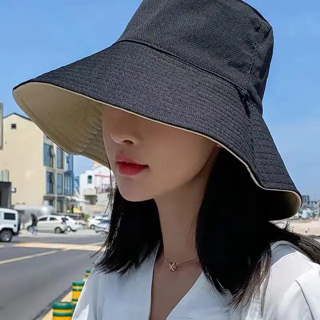 Reversible Comfortable Breathable Big Brim Sun Hat Black - Shop at LoveMi
